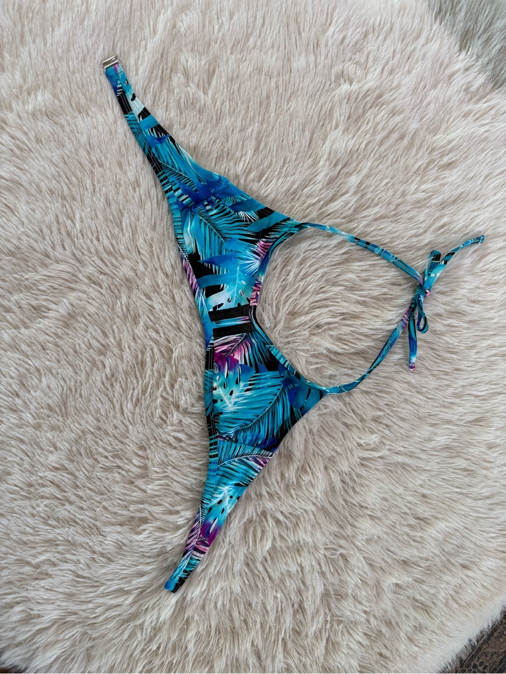 SO Tropical Teal Palm Tie-Side Bikini Bottom
